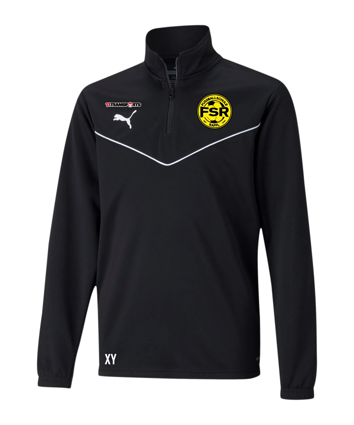 PUMA teamRISE HalfZip Sweatshirt Kids Schwarz Fusballschule Raffl