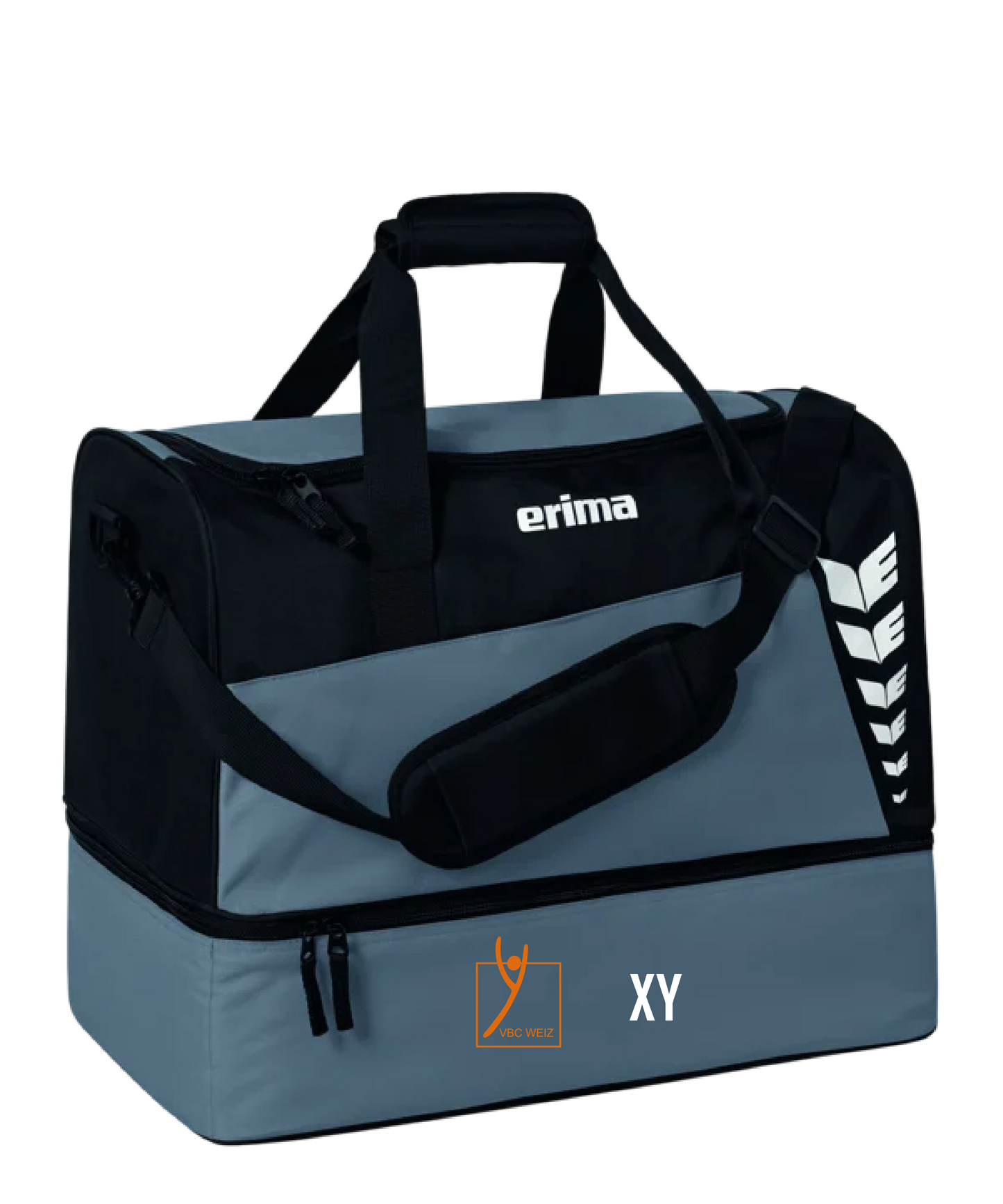 ERIMA Six Wings Sporttasche mit Bodenfach Gr. S Grau Schwarz VBC Weiz