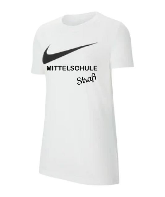 Nike Park Swoosh T-Shirt Weiss Damen Mittelschule Straß