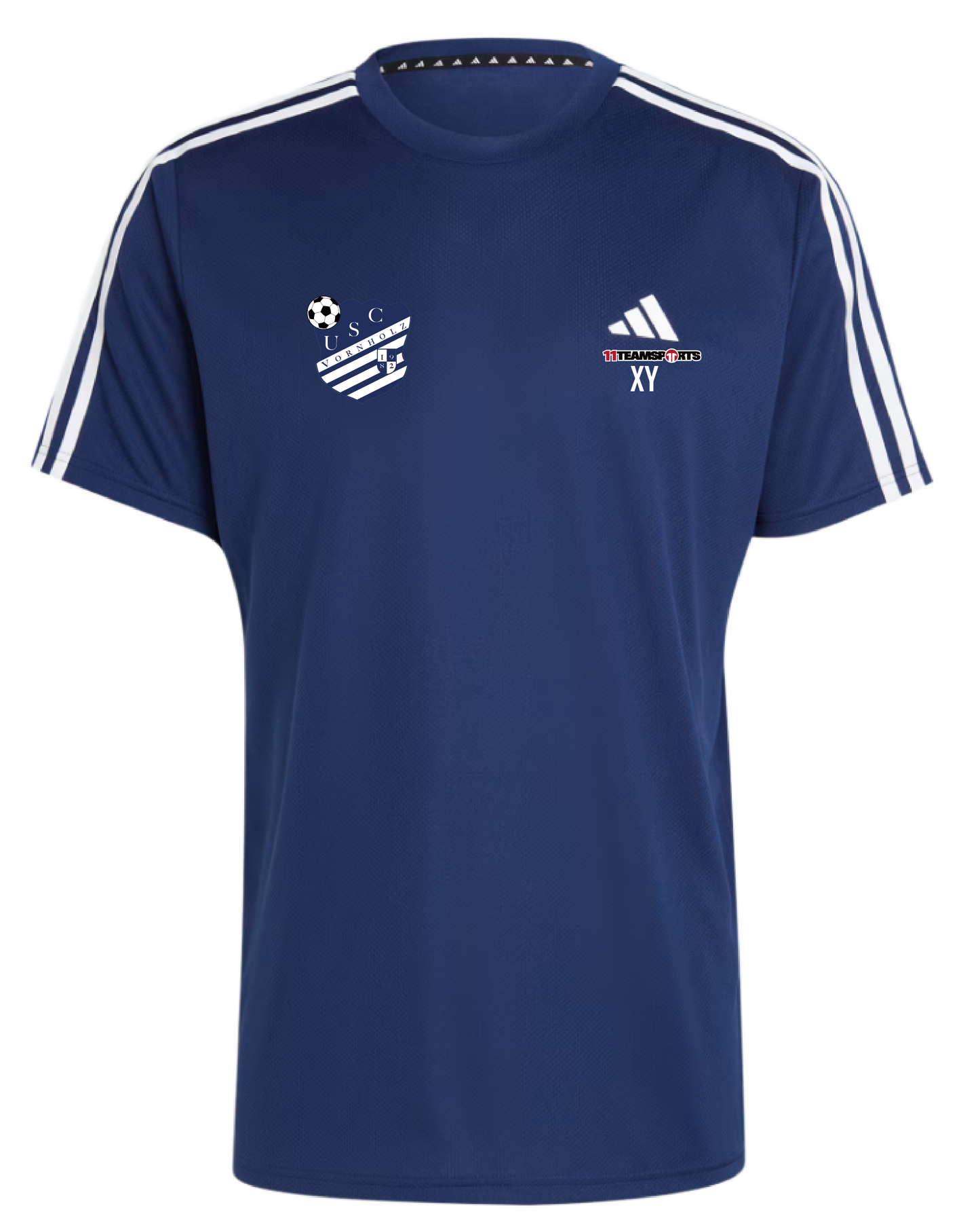 adidas Base 3-Stripes T-Shirt Blau Weiss USC Vornholz